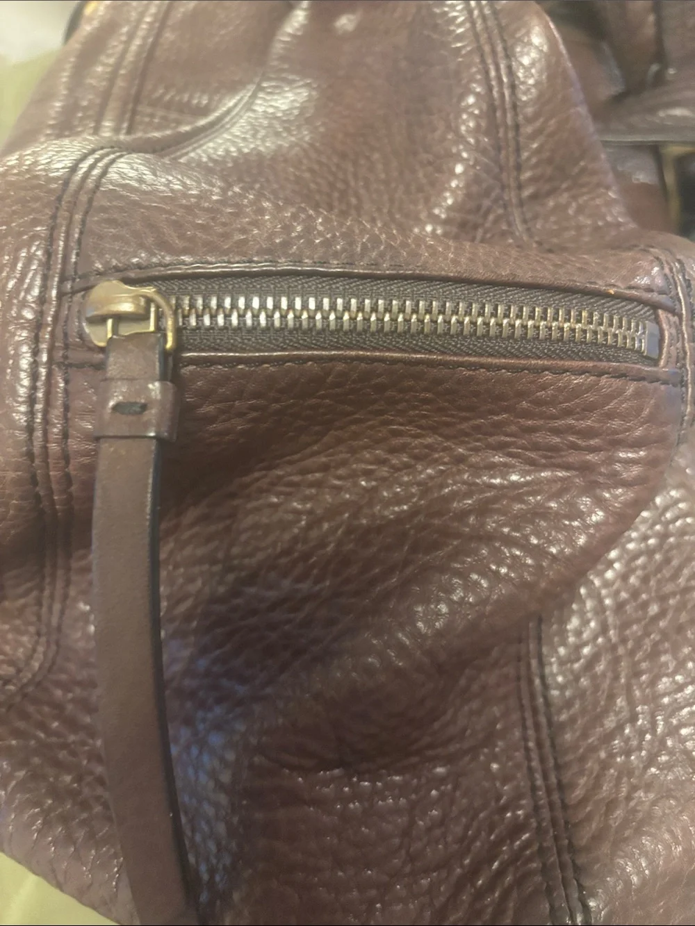 Vintage Y2K Banana Republic Dark Brown Pebbled Leather Hobo with Brass Buckle - Picture 3 of 3